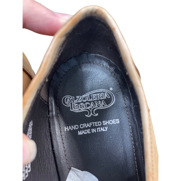 Calzoleria Toscana Handcrafted Mens Italian Leather Tan Loafers Sz 11 SKU 9479 - Picture 8 of 16